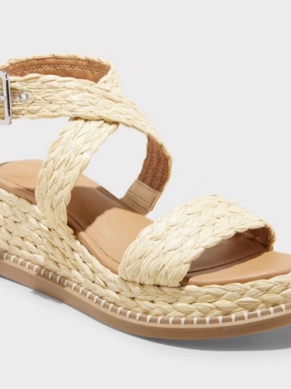 Universal Thread Woven Braided Straw Ankle Strap Platform Sandals - Size 8